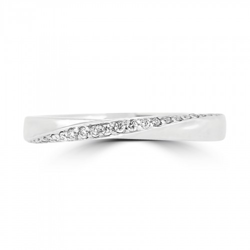 Plat Matching Wedding Ring with 25x RBC 0.12ct Twist Detail