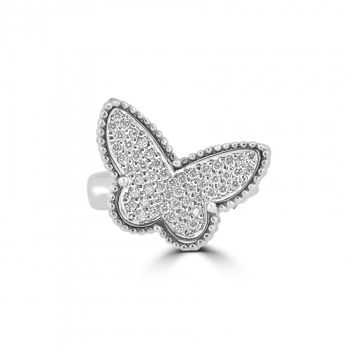 18W 53x RBC Dia 0.31ct Pave Butterfly Ring