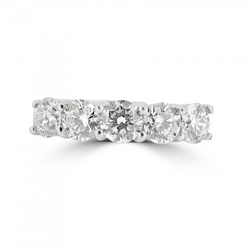 Plat 5x RBC Dia 1.87ct Shared Claw Gallery 5 Stone Ring