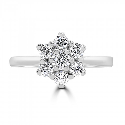 Plat 7x RBC Dia 0.72ct Soft Claw Cluster Ring