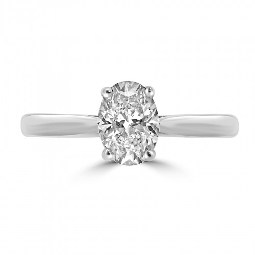 Plat 1x Oval Dia 0.80ct GIA E VS2 4 Claw Parallel Dayl Wedf Single Stone Ring