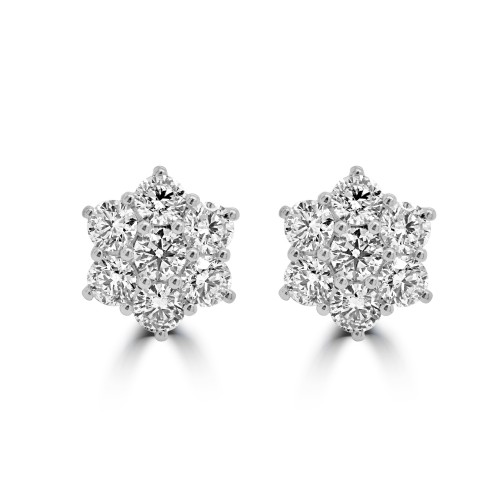 18W 14x RBC Dia 3.61ct Pointed Flower Cluster Earrings