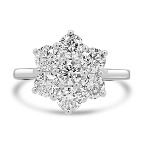 18W 7x RBC Dia 1.78ct Pointed Flower Cluster Ring